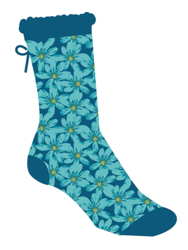 Socken Irma Flowerfield von Sorgenfri Sylt in Wave