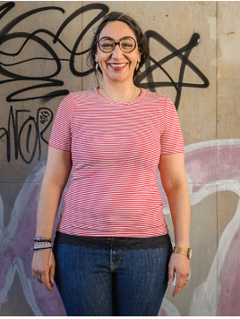 T-Shirt Nikou von Part-Two in RedWhiteStripe
