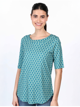 T-Shirt Nini Tulip Bow von Sorgenfri Sylt in Turquoise