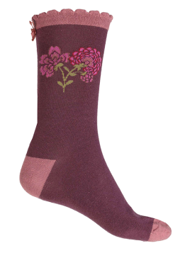 Socken Irma Flower Dance von Sorgenfri in Plum