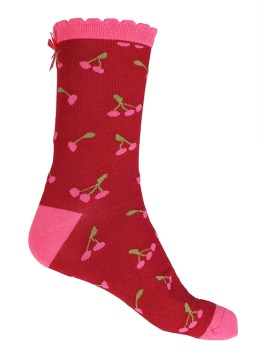Socken Irma Little Cherry von Sorgenfri in Rubin