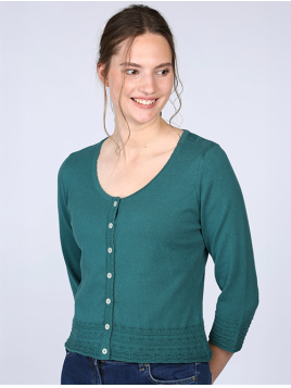 Strickjacke Liselotte von Sorgenfri Sylt in BottleGreen
