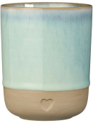 Becher Heart (2467-42) von Ib Laursen mattbrauner Ton mit hellgr�ner Kante