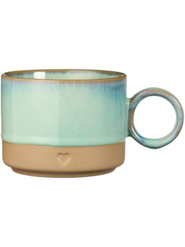 Tasse Heart (2468-42) von Ib Laursen in Mattbraun/Hellgr�n mit hellgr�ner Kante
