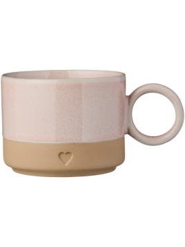 Tasse Heart (2468-07) von Ib Laursen mattbrauner Ton mit rosa Kante