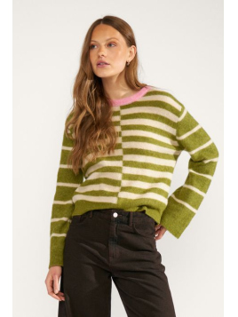 Pullover NuRiette Block Stripe (707210-4060) von N�mph in Calla Green