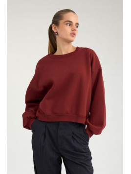 NuBissa Oversize Cropped Sweatshirt (707609-2736) von N�mph in Syrah