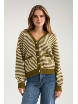 Strickjacke NuRiette Mini Stripe (707507-4053) von N�mph in Fir Green